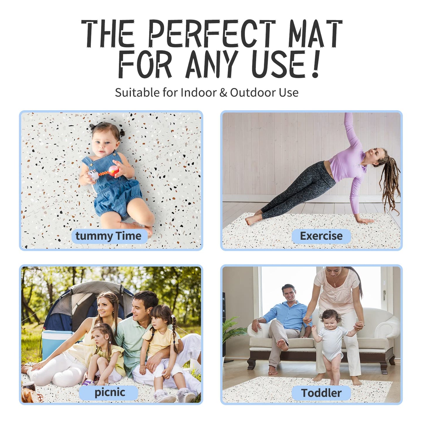 Yay Mats Stylish Extra Large Baby Play Mat. Soft, Thick, Non-Toxic Foam Covers 6 ft x 4 ft. Expandable Tiles with Edges Infants and Kids Playmat Tummy Time Mat