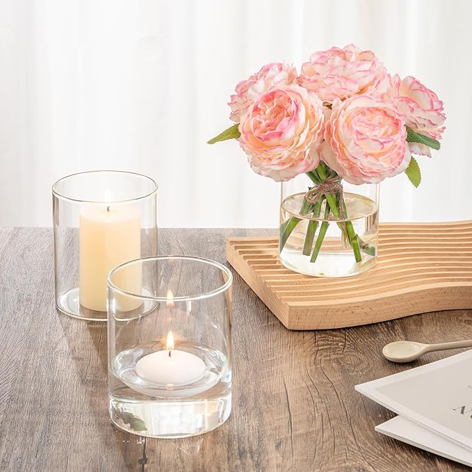 12pcs Glass Cylinder Vases for Centerpieces - 4 Inch Small Flower Vase for Wedding Decorations, Clear Glass Flower Vases Floating Candle Holder for Table Centerpiece Wedding Home Décor
