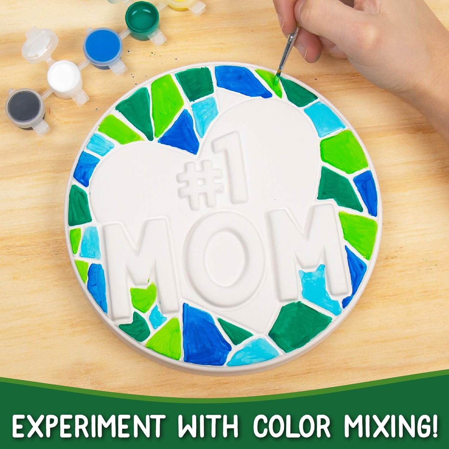 Creative Roots Paint Your Own #1 MOM Stepping Stone, Craft Kits for Kids, Ceramics to Paint, Ages 6+
