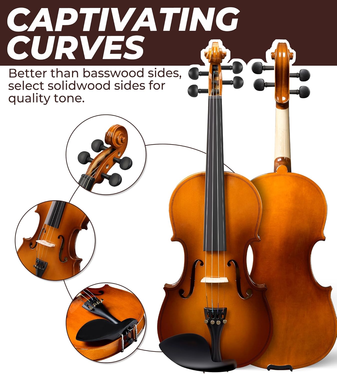 Vangoa Violin 1/4 Size for Kids Beginners Full Set, Spruce Childrens Fiddle Quarter Bundle Outfit Small Acoustic Violins Starter Kit Package w/Side Solidwood, Hard Case for School Students Ages 4-6