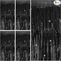 Tinsel Curtain Party Backdrop Black Birthday Decorations 5 Packs Glitter Foil Fringe Curtain Party Decor Streamers Photo Booth for Birthday Christmas Wedding Halloween Graduation Decorations