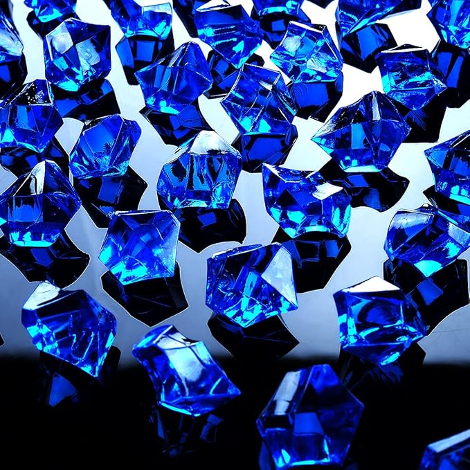Babenest Acrylic Crushed Ice Rocks, 150 PCS Fake Crystals Plastic Ice Cubes Diamonds Gems for Vase Fillers, Home Decoration, Table Scatter, Event, Wedding, Arts & Crafts (Royal Blue)