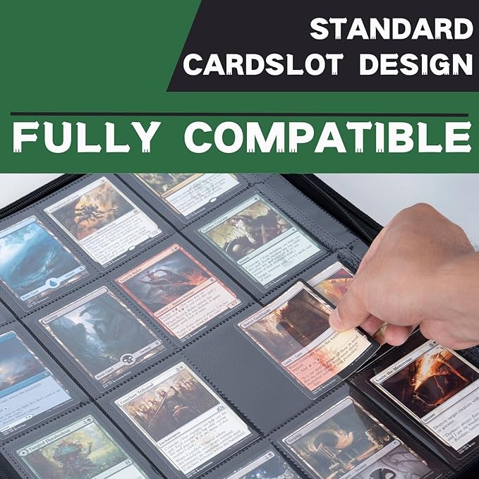 1000+ Pockets Trading Card Binder, 16-Pocket Card Ablum Compatible with MTG,Sports Cards & Other Standard Size Trading Cards (Green)