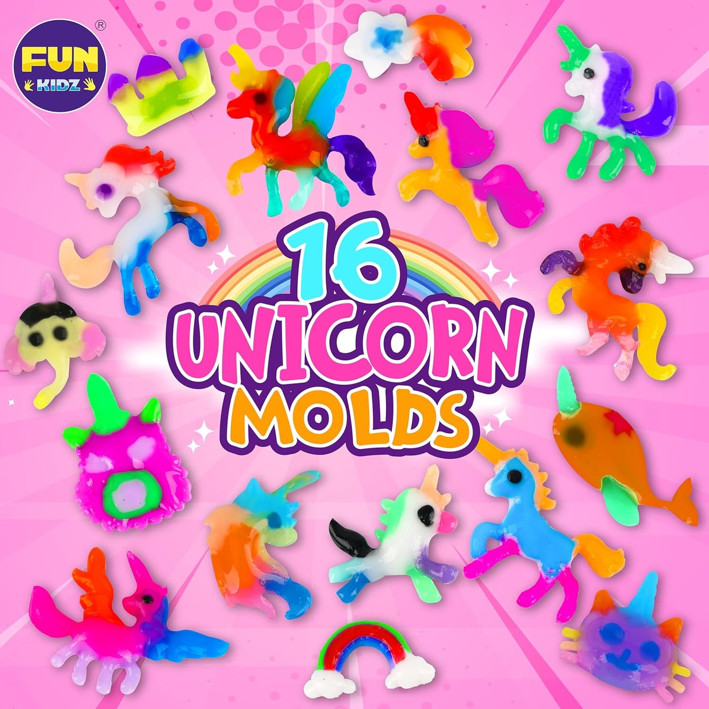 Unicorn Magic Grow Aqua Elves Kit, FunKidz Magical Water Elf Toys for Kids with 25 Colors Gel 16 Unicorn Molds to Make Over 100 Water Pets Crafts for Girls Boys Ages 3+