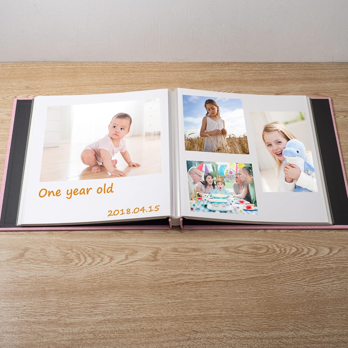 Photo Album Self Adhesive Scrapbook Album for 4×6 Pictures DIY Magnetic Linen Cover Album 30 Blank Pages for Family Wedding, Birthday, Christmas, Anniversary (Pink)