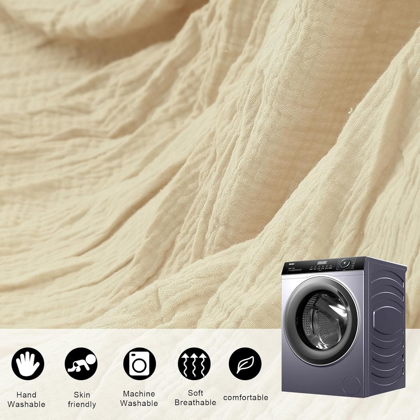 Cotton Kids Bed Canopy, Nursery Room Baby Crib Hanging Curtain Mosquito Net Hideaway Bedding Children Reading Nook Decoration, Pastel Neutral Color for Boys & Girls (Beige)