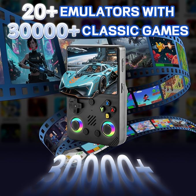 RG36PRO Retro Handheld Game Console - Open Source System,3.5"IPS Screen,30,000+ Classic Games,64G TF card, 3000mAh Battery,Portable Gaming Player for Travel,Gift for Teen or Partner -Black