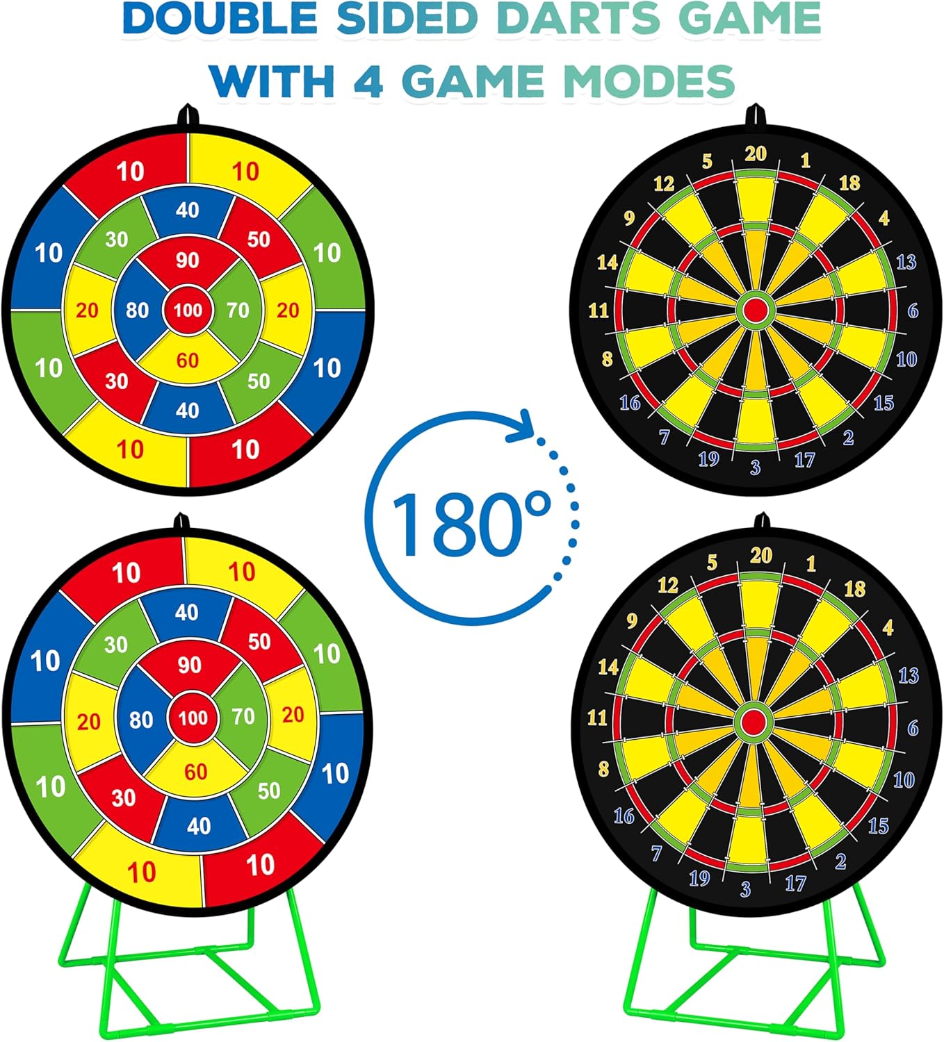 Large Dart Board for Kids, Kids Double-Sided Dart Board with Sticky Balls and Darts, Indoor/Outdoor Sport Fun Party Play Game Toys, Gifts for 3 4 5 6 7 8 9 10 11 12 Year Old Boys Girls