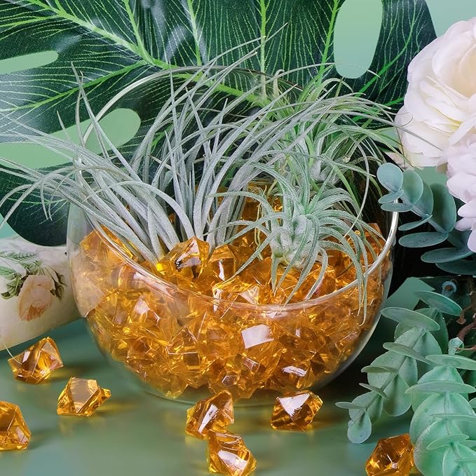 Babenest Acrylic Crushed Ice Rocks, 150 PCS Fake Crystals Plastic Ice Cubes Diamonds Gems for Vase Fillers, Home Decoration, Table Scatter, Event, Wedding, Arts & Crafts (Orange)