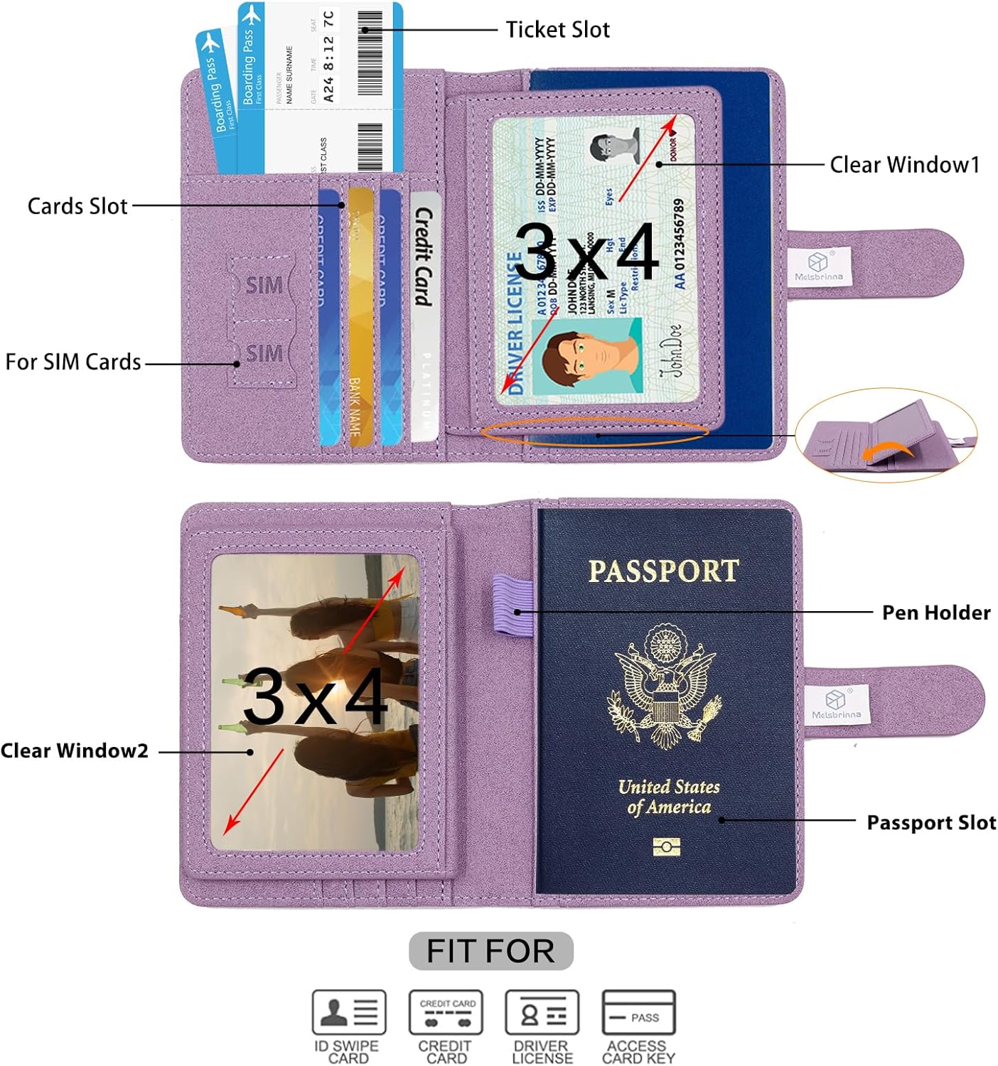 Melsbrinna Rfid Passport Holder for Travel women/Men, Cute Passport Wallet Rfid Blocking Card Slots, Rfid Passport Cover/CaseTravel Wallet, Passport Book Holder (1, Purple1)
