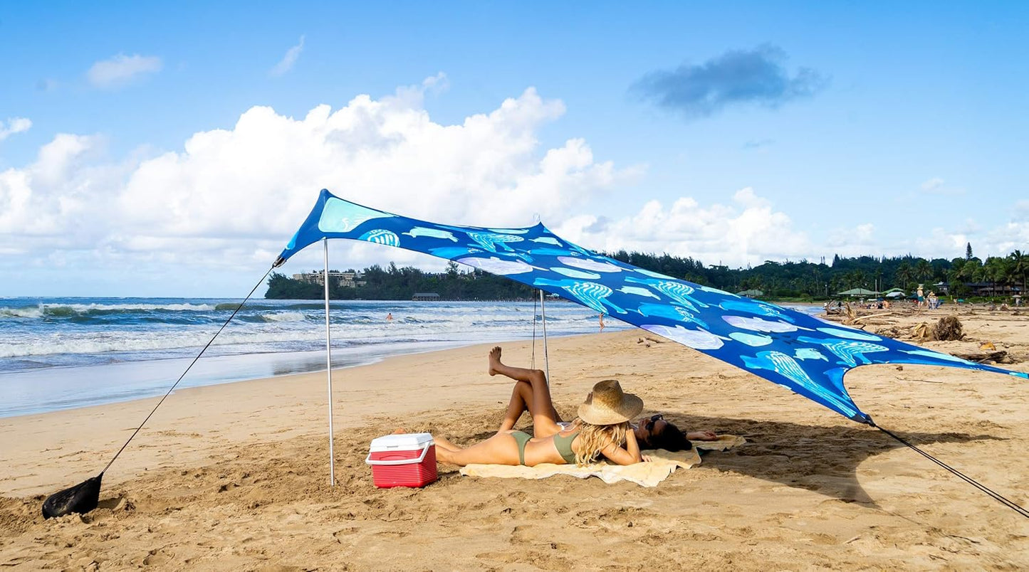Neso Tents Beach Tent with Sand Anchor, Portable Canopy Sunshade - 7' x 7' - Patented Reinforced Corners (Whales)
