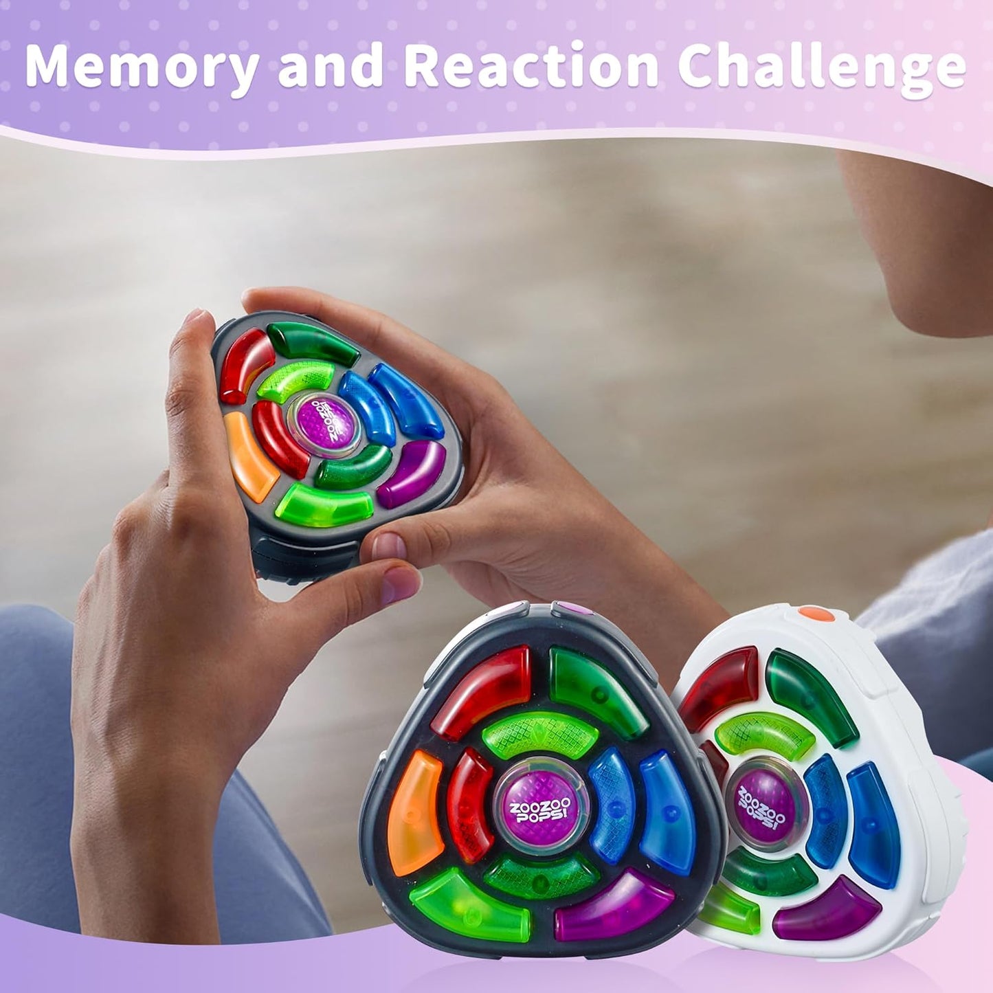 MINDNOOK 2Pcs Electronic Memory Game for 1-2 Players, Kids Handheld Game with Lights & Sounds, Brain Challenge Toy for Ages 3+, Birthday Gifts for Boys & Girls, Black & White