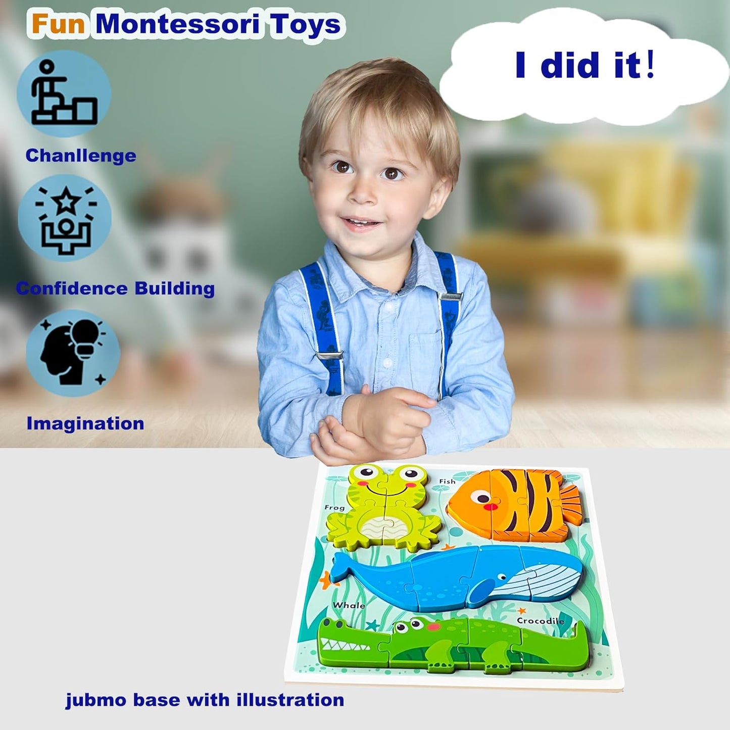 Wooden Toddler Puzzles Ages 1-3,Montessori Jigsaw Puzzle for Toddlers 1-3,Learning Toys for Kids 2-4 Years Old, Educational Gifts for Boys Girls 2-3