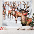 QGHOT Winter Tapestry Wall Hanging Winter Forest Backdrop Christmas Snowy Deer Wall Decor Snow Elk Tapestries for Bedroom Living Room Dorm Party Decoration, Large
