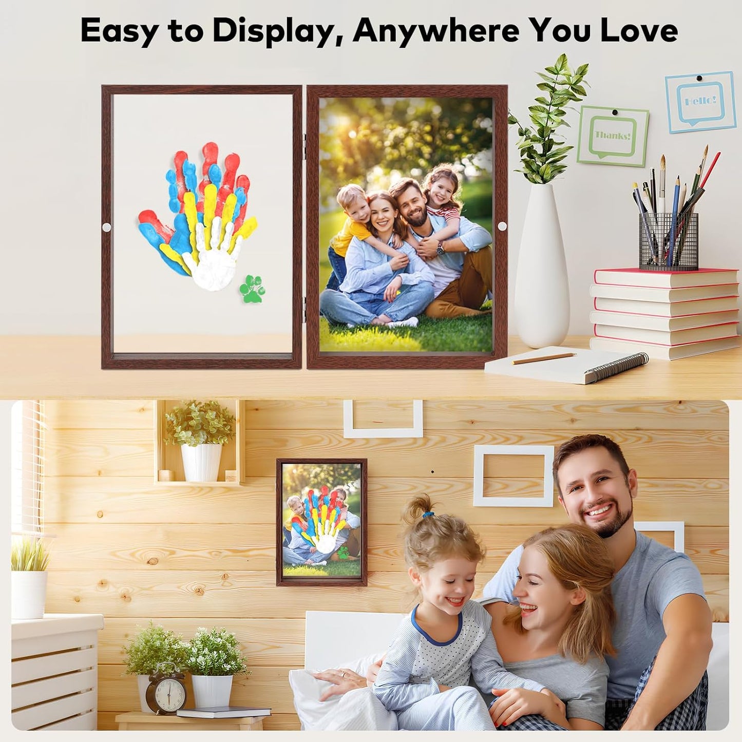 Omrhvi Family Handprint Kit, DIY Craft Keepsake, Hand Print Photo Frame, Family Gifts for New Mom, New Baby, New Parents, Grandparents, Mother's Day, Father's Day, Adoption Day, Anniversary