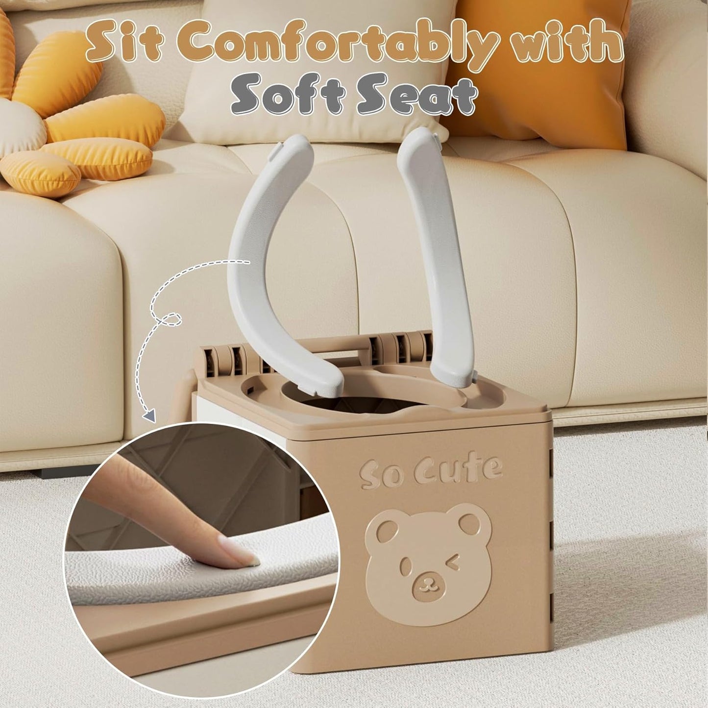 Travel Potty for Toddler with 3 Rolls Liners, 20 Pcs Absorbent Pads, Foldable Car Potty for Toddlers, Portable Potty Seat for Toddler Travel, Portable Potties for Tollder Outdoor and Camping Use