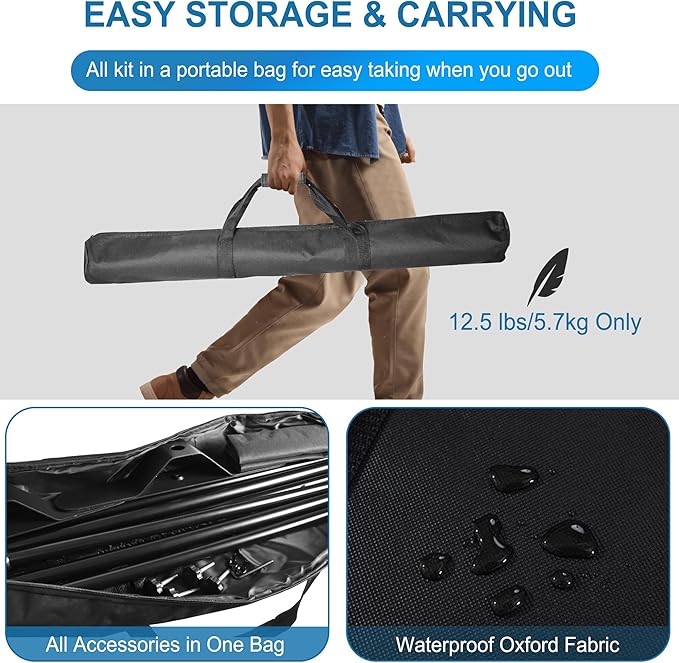 FUDESY Backdrop Banner Stand, 10x8ft Heavy Duty Display Frame, Adjustable Metal Telescopic Tube, Step and Repeat Background Stand Kit for Trade Show, Photography Photo Booth, Party, with Sandbags