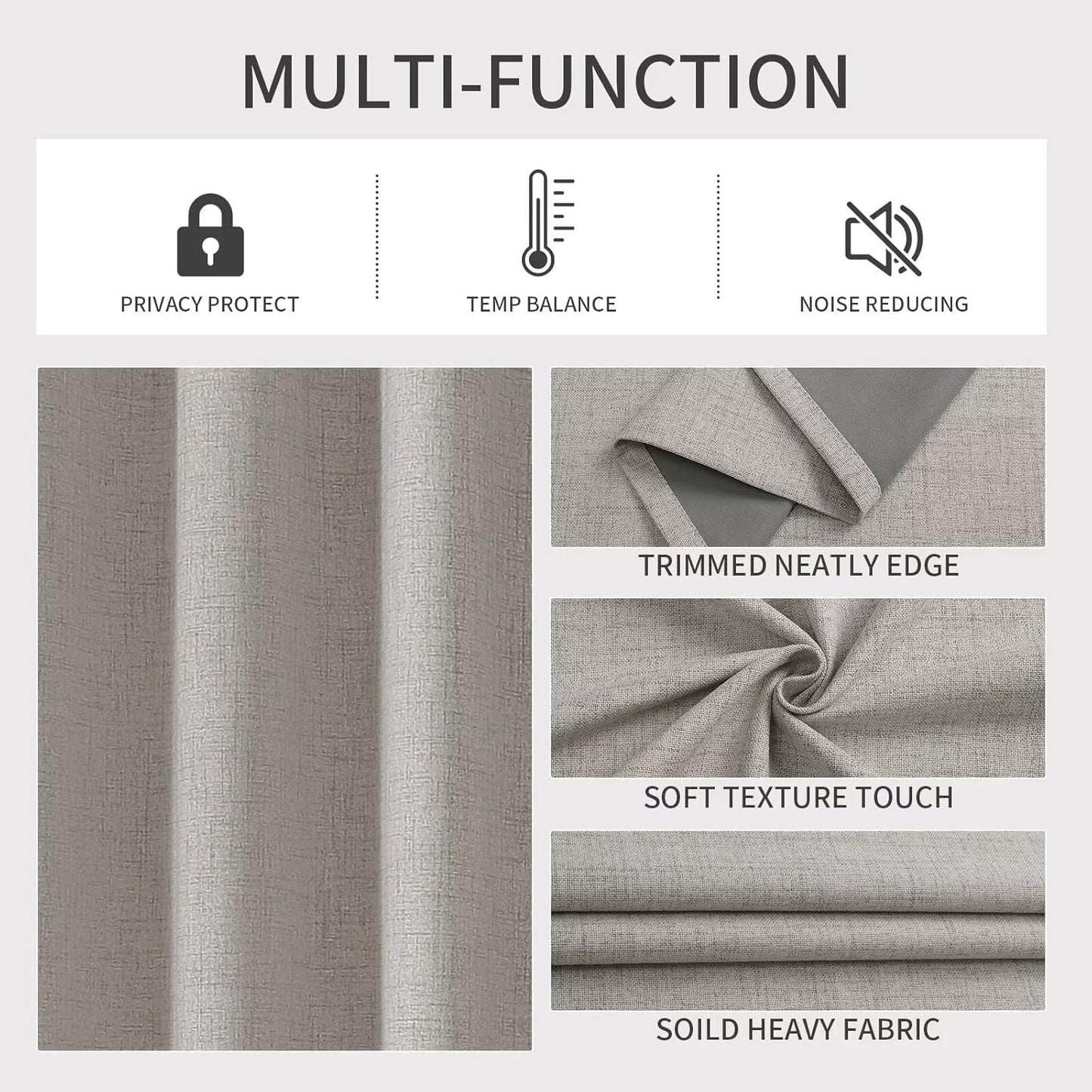 Joydeco Total Blackout Curtains Customize for Living Room Bedroom, Greyish White Grommet Privacy Thermal Insulated Room Darkening Curtain 1 Panel (Custom Size, Color)