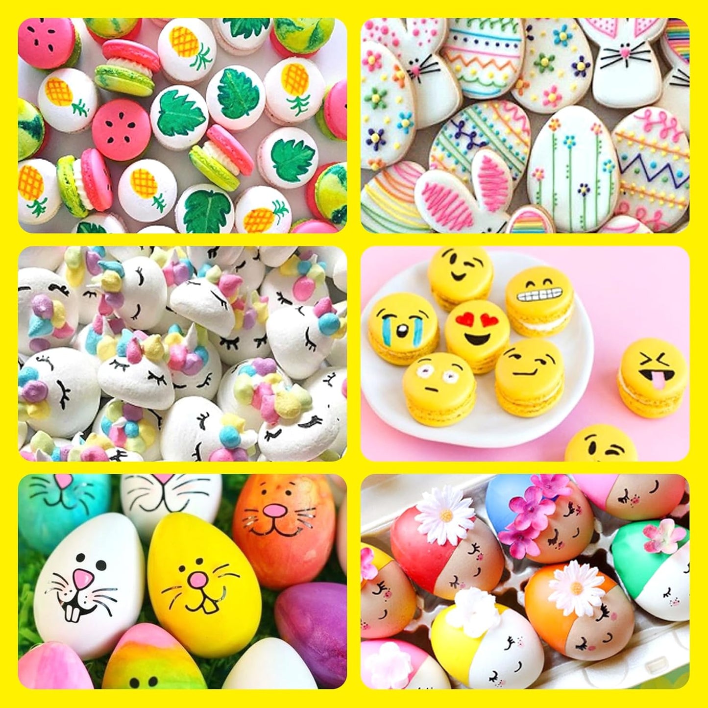 Edible Markers, 14 pcs Colorful Food Coloring Pens for Decorating Cookies, Fondant, Gum paste, Icing, Macarons, DIY Easter Eggs, Marshmallows, Fruits.
