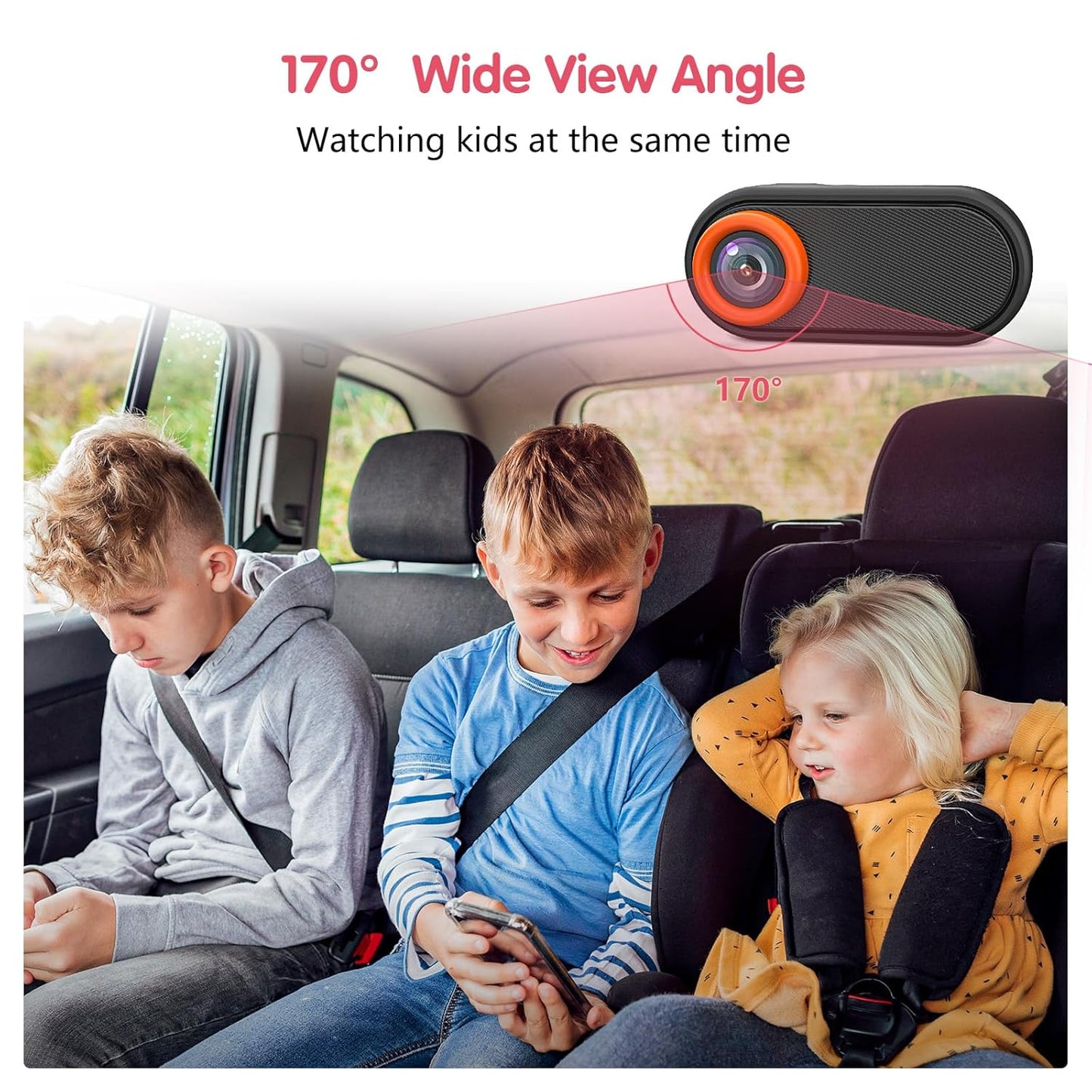 BM2 Car Camera for Baby, 5.2" 1080P Screen with 3X Zoom, Clear Rear-Facing View, 360° Rotating Lens, Easy Installation – Safety for Infants and Pets