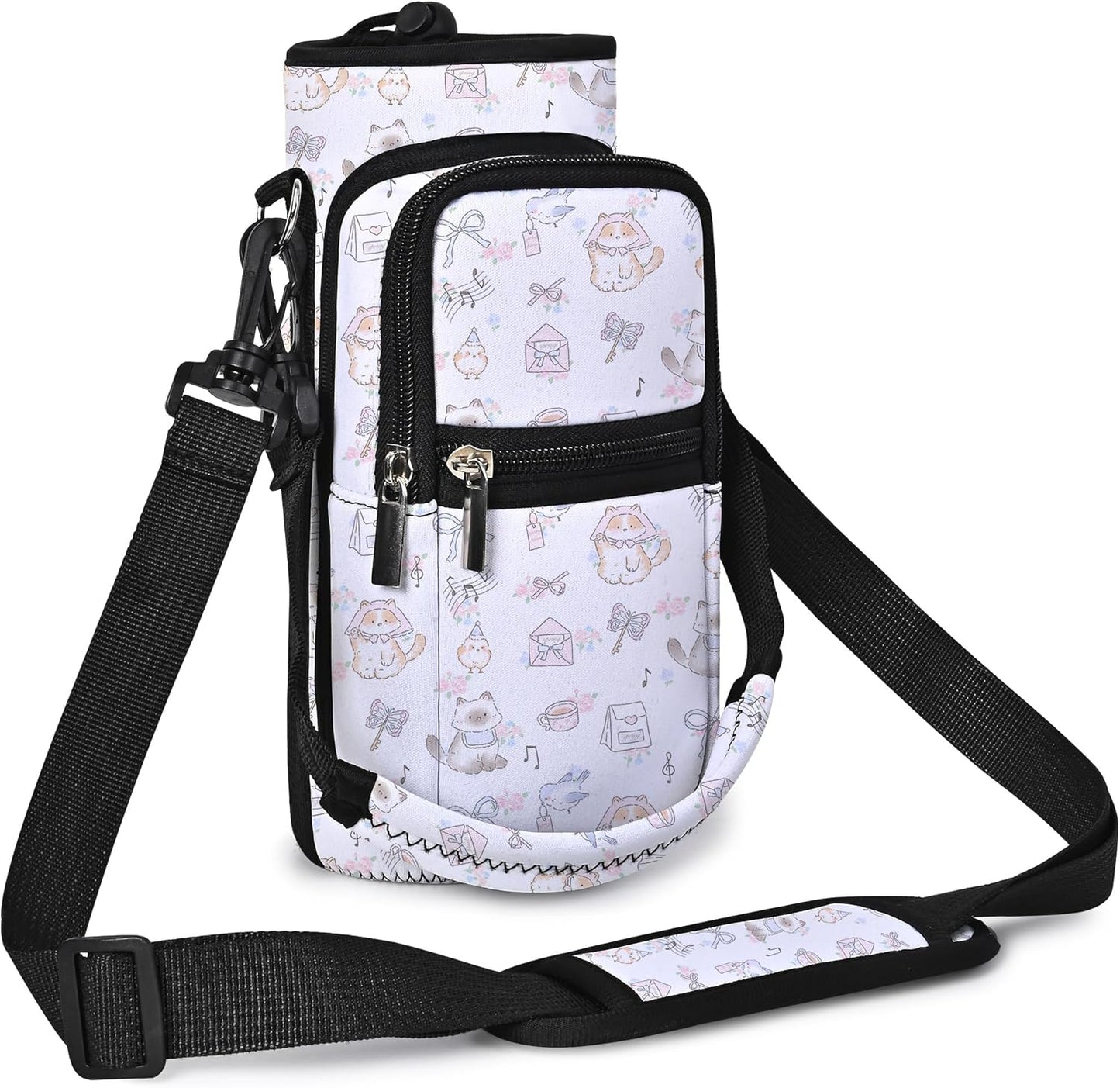 AUPET Water Bottle Sling Bag Sleeve Holder Carrier 25/32/40/64 oz,Insulated Crossbody Water Bottle Case Cover with Strap and Pockets for Men/Women Walking Hiking