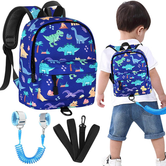 Accmor Toddler Backpack Leash, Cute Dinosaur Kids Backpack with Anti Lost Wrist Link, Mini Child Backpack Leash Walking Harness for Outdoor Travel, Adorable Backpack Tether for Baby Boys 1-3