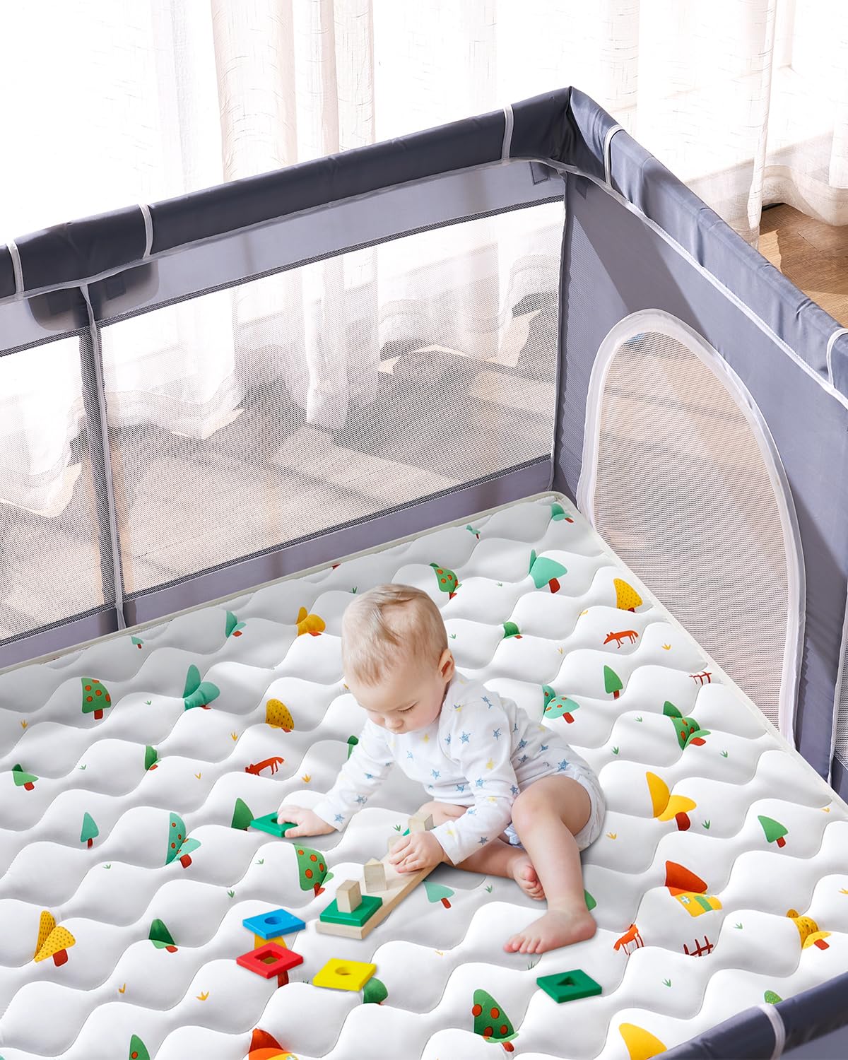 Odorless Premium Foam Baby Play Mat 71" x 59", Soft Microfiber Fabric Crawling Mat for Floor- Comfortable and Hypoallergenic, Non-Slip Cushioned Floor Playpen mat for Infants,Babies,Toddlers