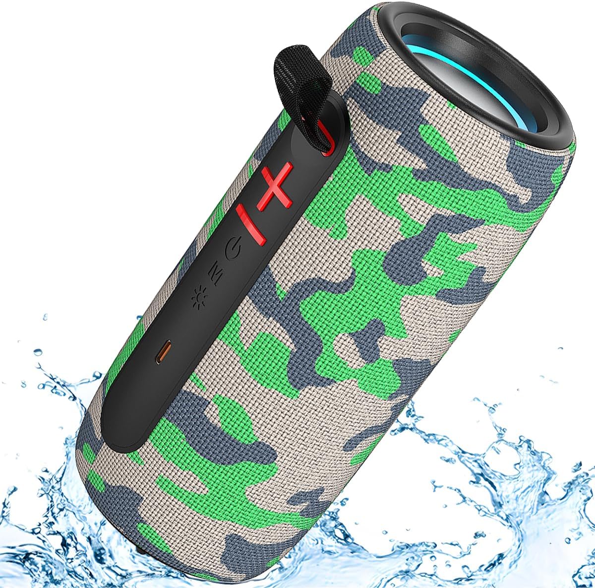 Portable Wireless Bluetooth Speaker: IPX6 Waterproof Audio,fm Radio,Loud USB/TF/AUX Play,LEDlights,TWS interconnected Stereo,Outdoor/Travel/Camping/Riding/Family/Party/Celebration