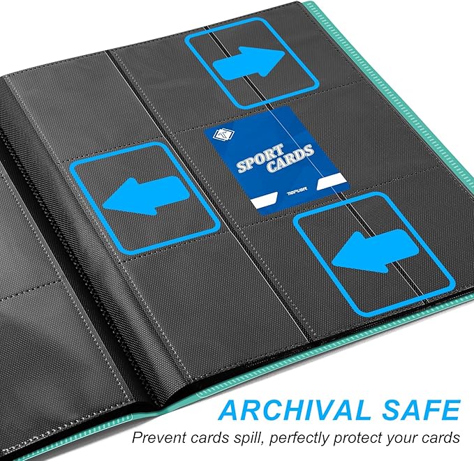 9 Pockets Card Binder for Trading Cards, Baseball Card Collection Binder with 360 Side Loading Pockets Sports Card Book Card Folder Card Album Card Holder Fit for MTG Football Play Cards (Green)