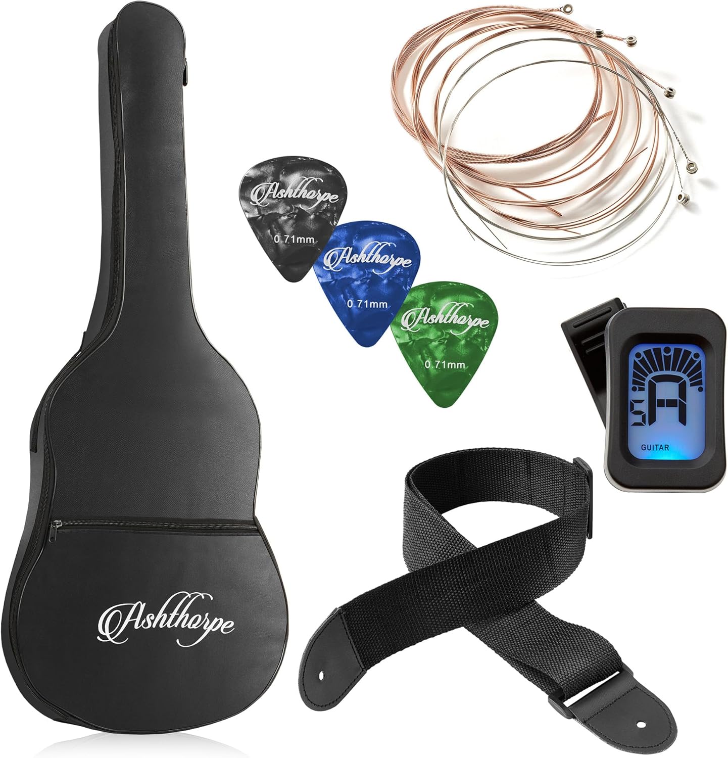 Ashthorpe 30-inch Beginner Acoustic Guitar Package (Pink), Basic Starter Kit w/Gig Bag, Strings, Strap, Tuner, Picks