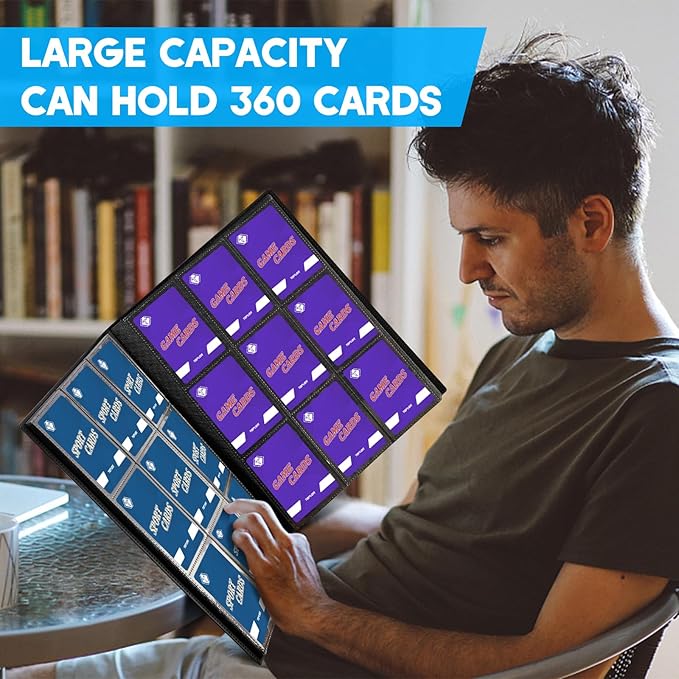 9 Pocket Trading Card Binder,360 Card Binder Album Folder Book Fit for MTG Baseball Football Sports Cards, Easy to Use Card Collection Binder
