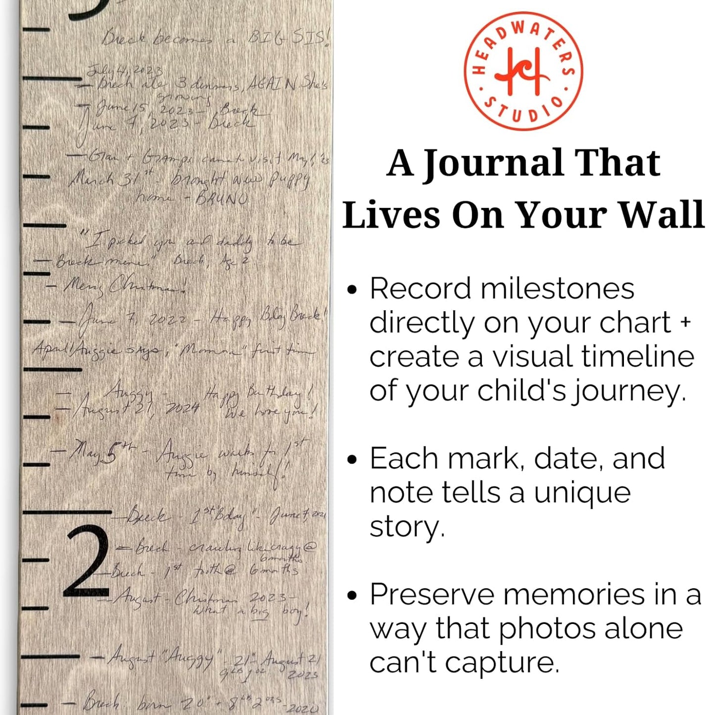 Wooden Growth Chart – Kids Height Chart, Wall Measurement for Kids, Height Chart for Wall, Growth Ruler for Children – Natural Ruler (63"x6.7")