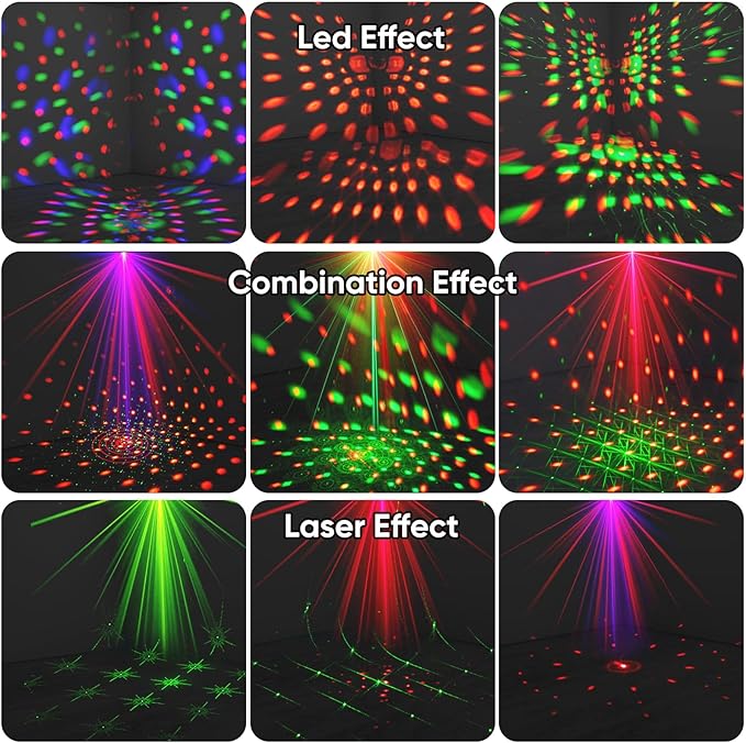 Party Lights DJ Disco Ball Light: LED Stage Laser Light with Sound Activated Remote 72 Patterns - RGB Strobe Lighting Projector for Parties Club Floor Bar Rave Christmas
