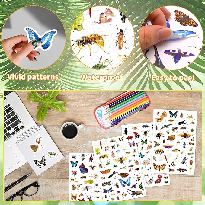 Insect Animals Stickers 840 Count Insect Bug Butterfly Animal Stickers Party Favors Gifts Sticky Decor for Scrapbook Calendar Planner Gift Wrap Decor