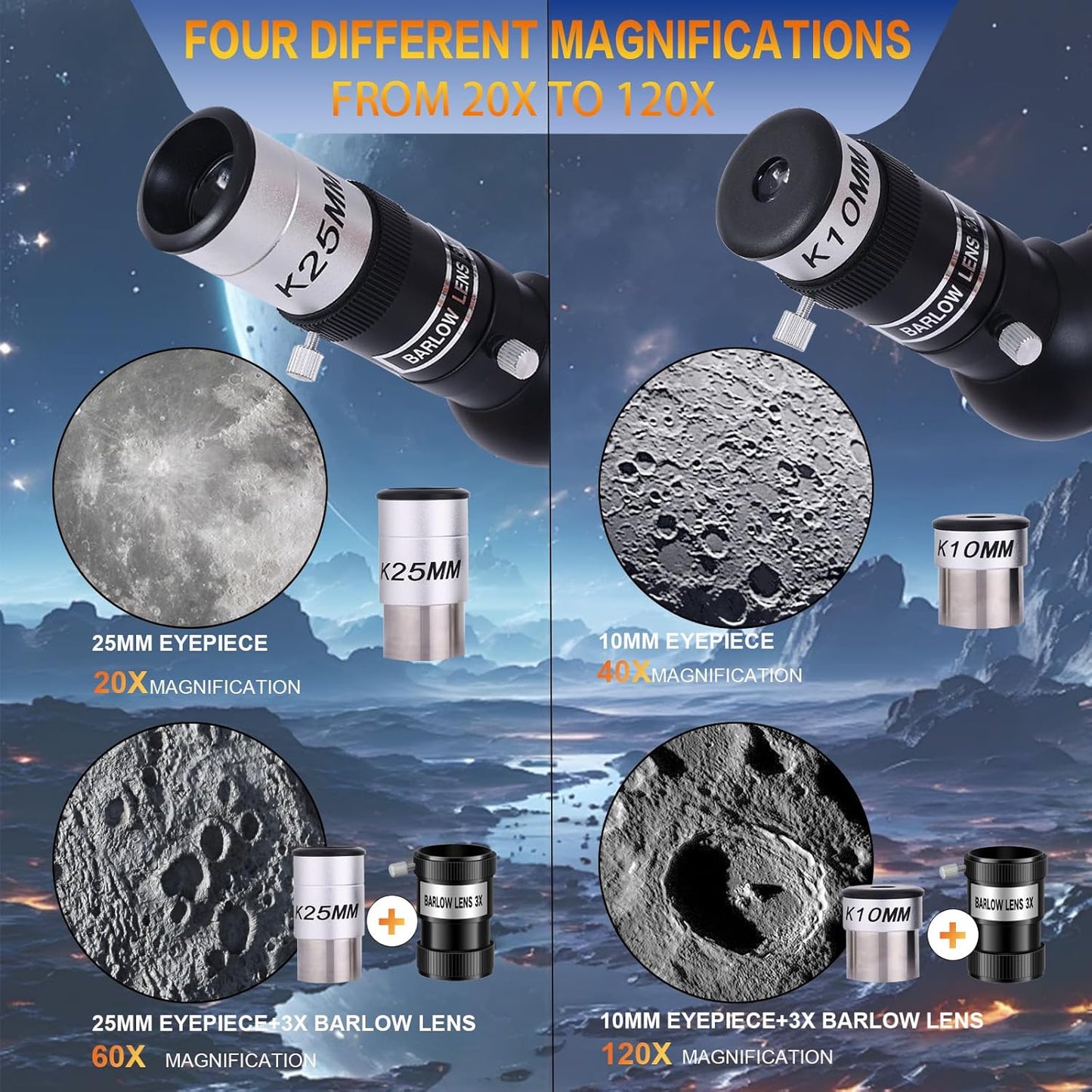 PISEZ Telescope for Adults & Beginner,70mm Aperture 400mm AZ Mount Astronomical Refracting Travel Telescope for Kids Beginners with Carry Bag, Phone Adapter