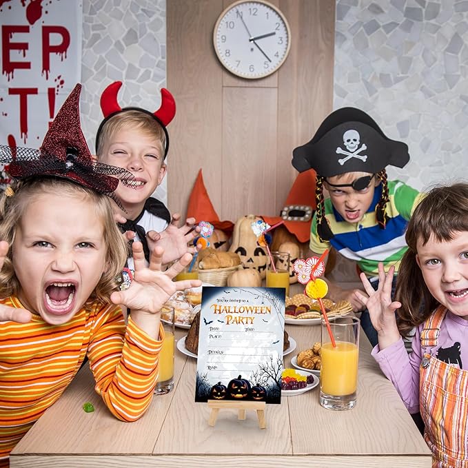 20 Pack Halloween Invitations with Envelopes Stickers Spooky Pumpkin Invitation Cards Blank Invites for Party Supplies, 5 x 7 Inch