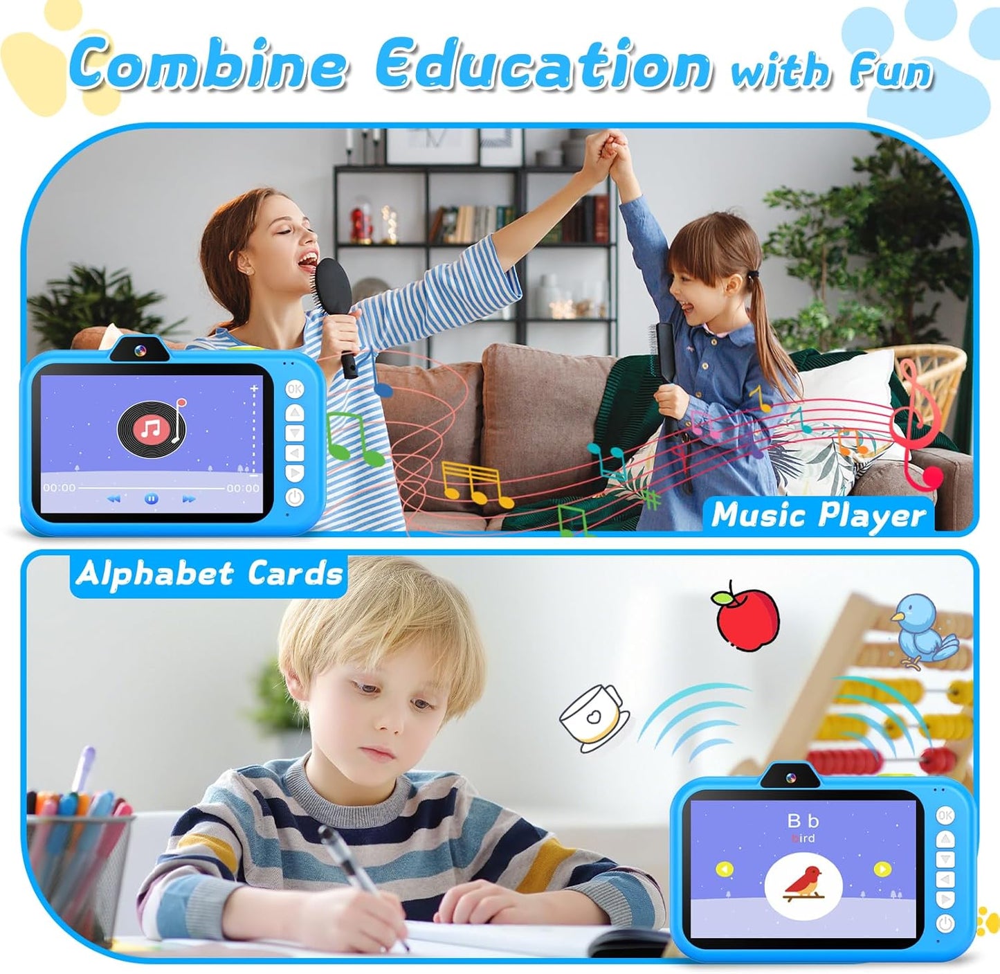 Kids Camera with Rotating Zoom Lens, 3.5” Large Screen, 1080P Kids Digital Camera with Flash,Selfie, 32GB Card, Toddler Toy Camera Christmas Birthday Gifts for Boys Girls 3-12 Years Old-Blue