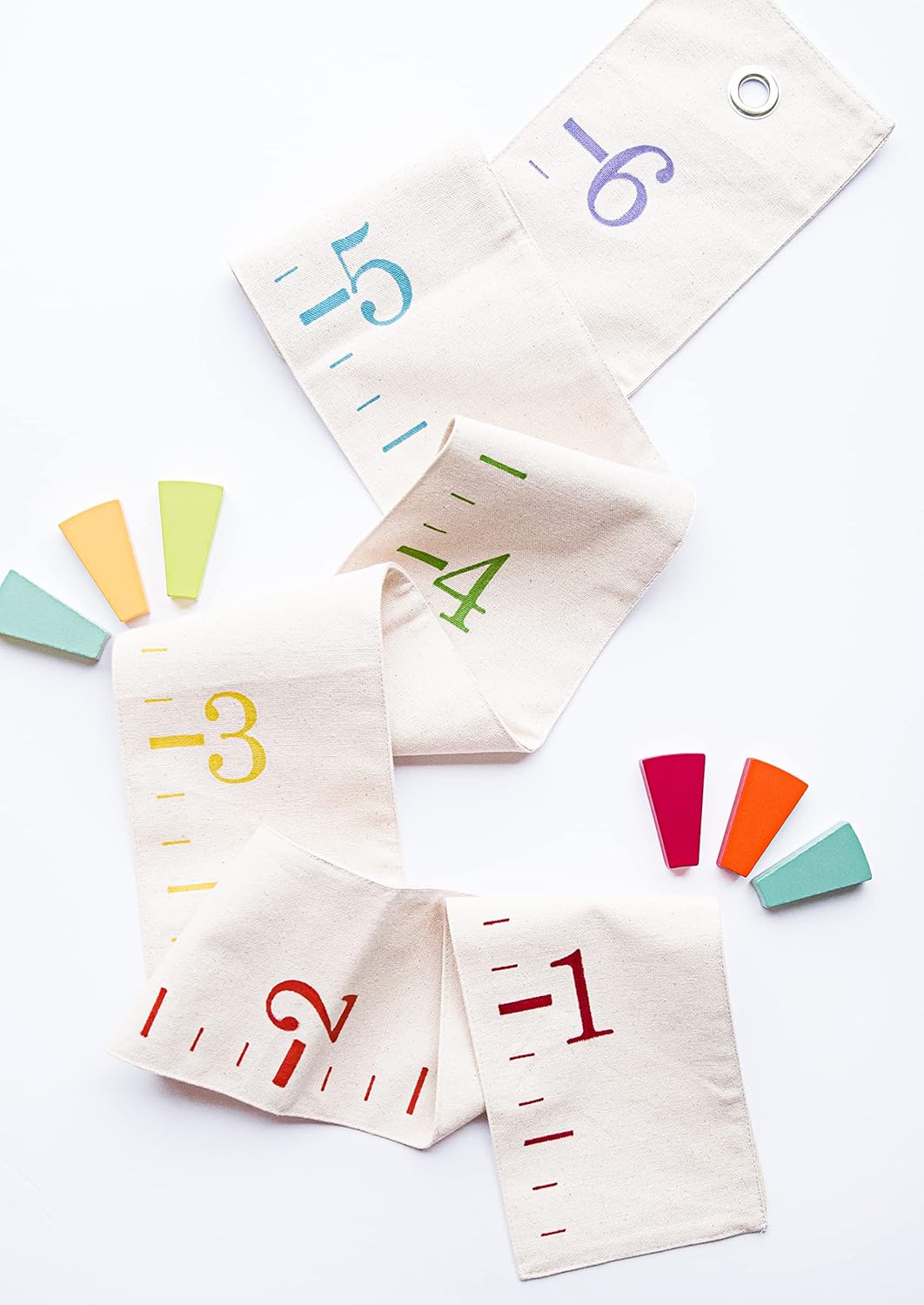 Rainbow Canvas Family Height Chart Ruler - Children's Growth Tracker for Nursery Wall - Kids Room Decor Keepsake