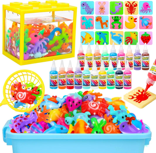 Magic Water Elf Toy Kit, Aqua Fairy Water Gel Kit for Kids with 20 Magic Gel &16 Shape Molds-DIY Elf Kits Make Your Own Water Pets Arts and Crafts for Kids 4-6 7 8 9 10 Year Old Boy Girl Gifts