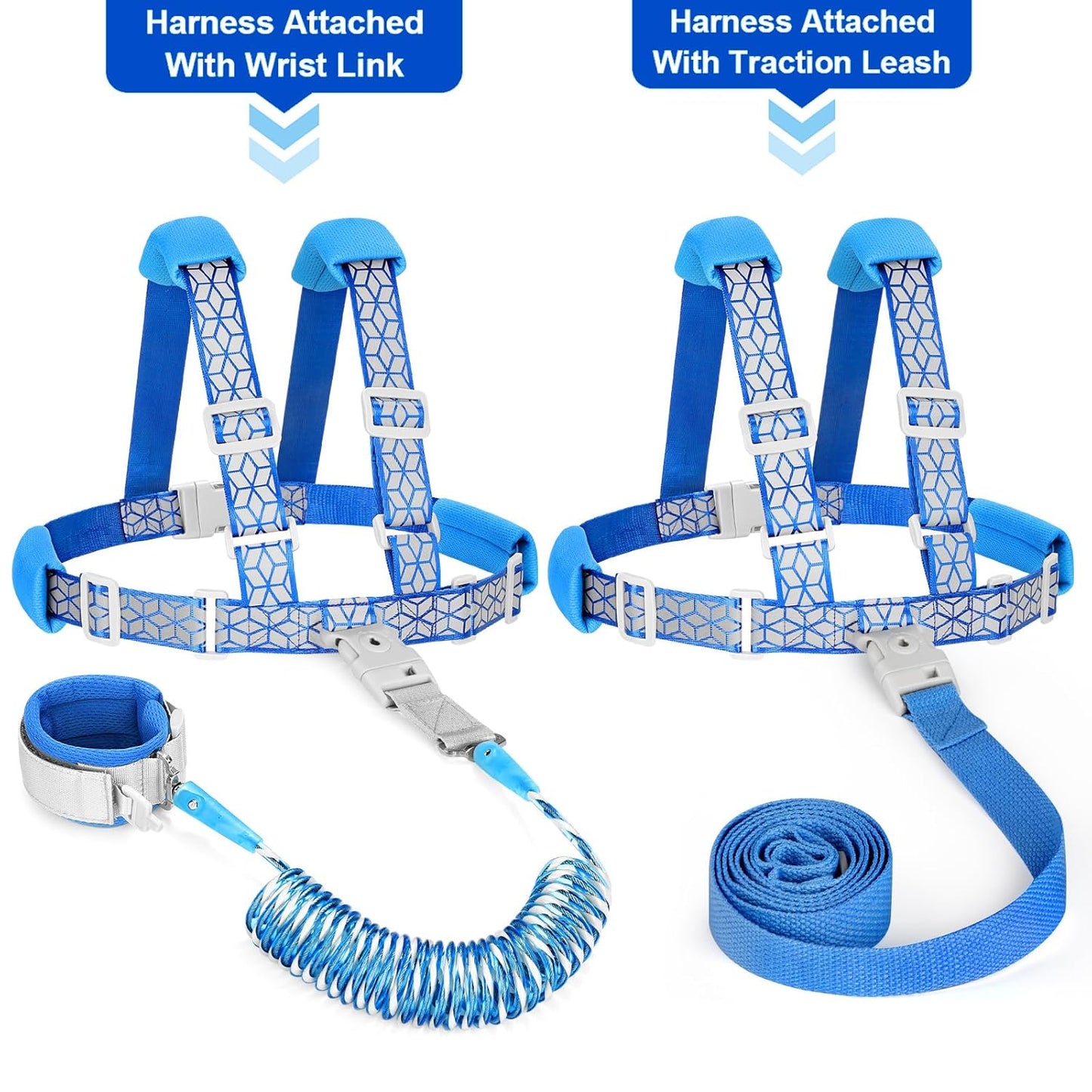 Accmor 3 in1 Toddler Harness Leash, Reflective Kid Harness with Anti Lost Wrist Link, Harness Leash for Toddlers, Child Walking Harness Kids Leash Wristband Rope Belt with Lock for Baby Boys Girls