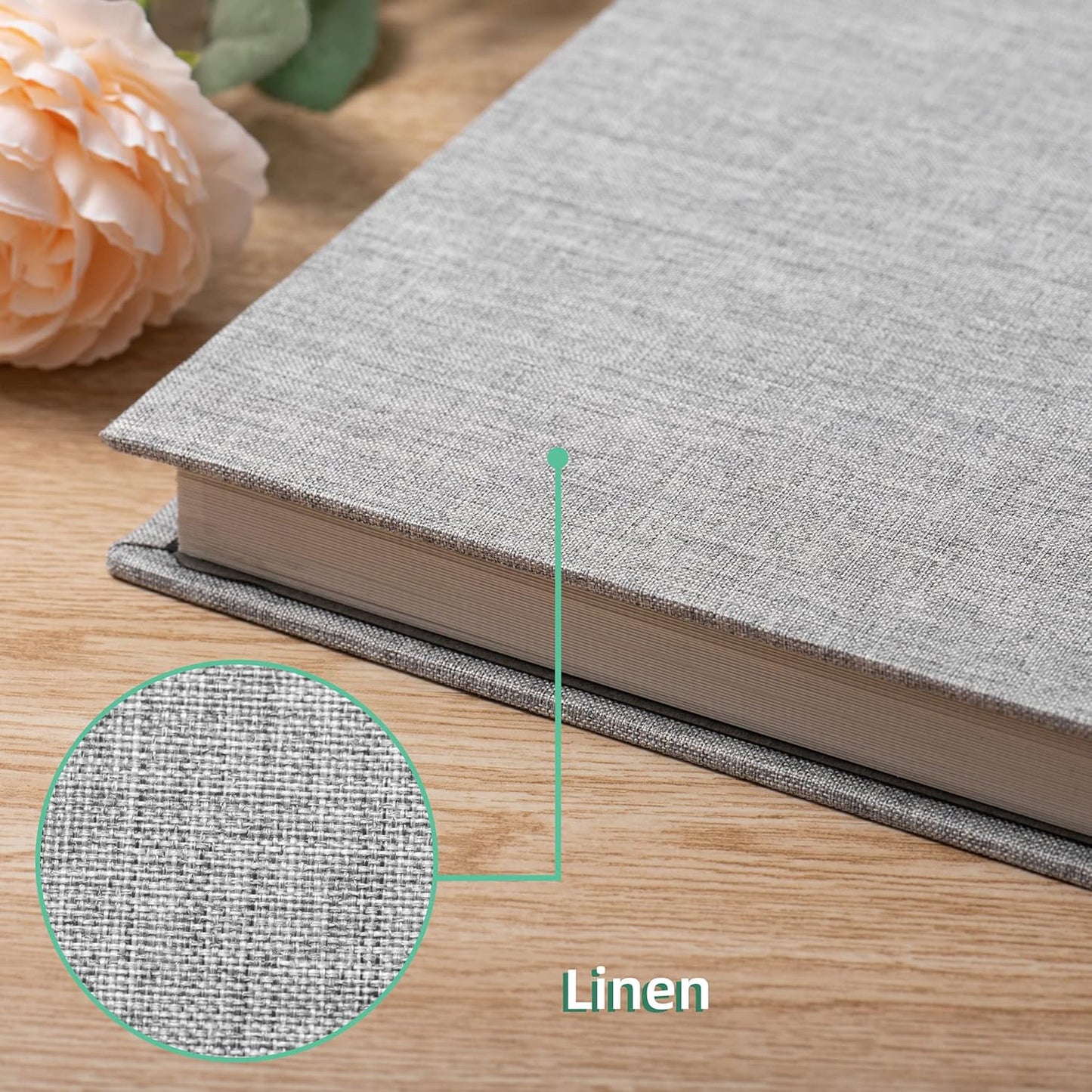 Large Photo Album Self Adhesive Scrapbook Album for 4×6 8×10 Pictures DIY Magnetic Linen Cover Album 40 Pages for Family Wedding Gifts with Metal Pen and Plastic Board