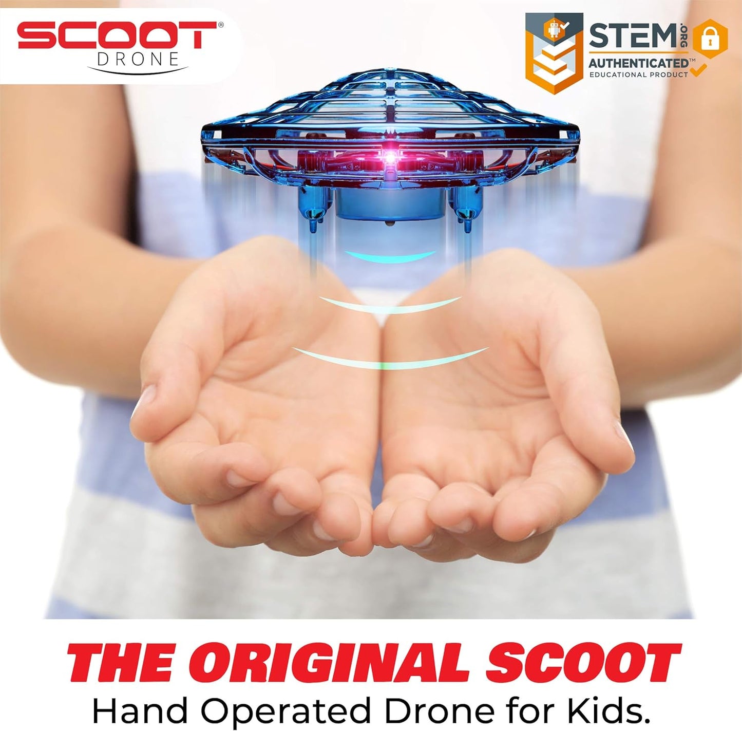 Force1 Scoot Hand Operated Drone for Kids or Adults - Hands Free Motion Sensor Mini Drones, Easy LED Indoor Rechargeable UFO Toy Flying Orb Ball Drone Toys for Boys and Girls (Blue)