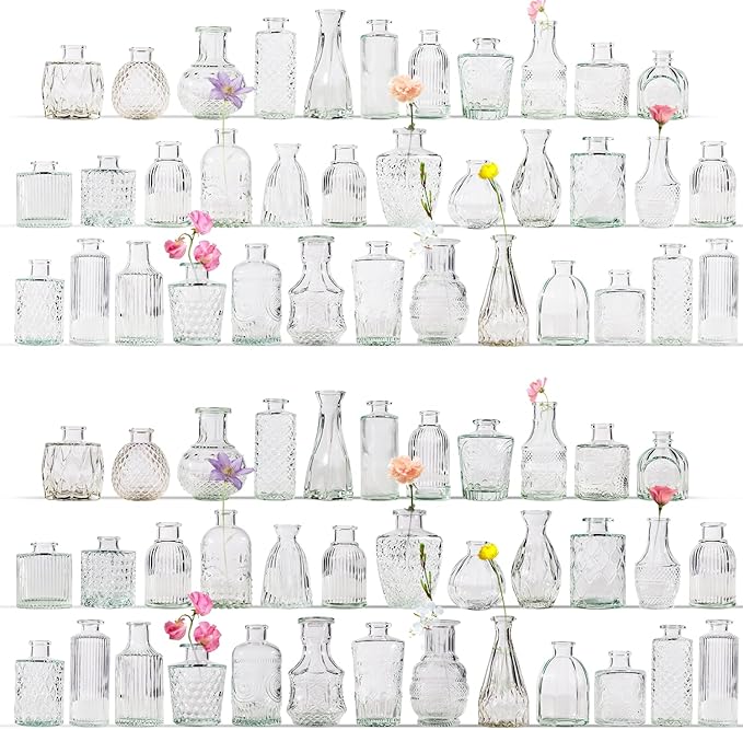 72 Pcs Bud Vase Set, Vases for Centerpieces, Cute Glass Bud Vases in Bulk, Small Vases for Flowers, Clear Vase Set for Wedding Decorations, Home Table Flower Décor