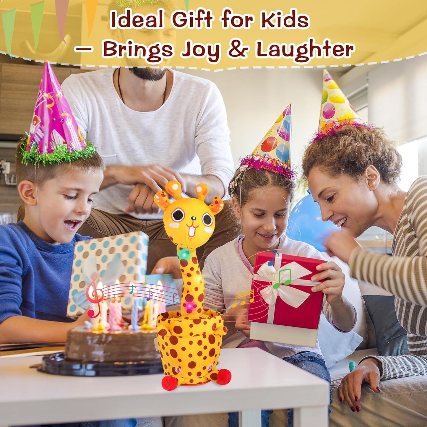 Dancing Talking Giraffe Toy, Stuffed Animal Baby Toy Repeating What You Say, Glowing Musical Electronic Giraffe with 60 Songs, Gift for Kids 3+ Years Old