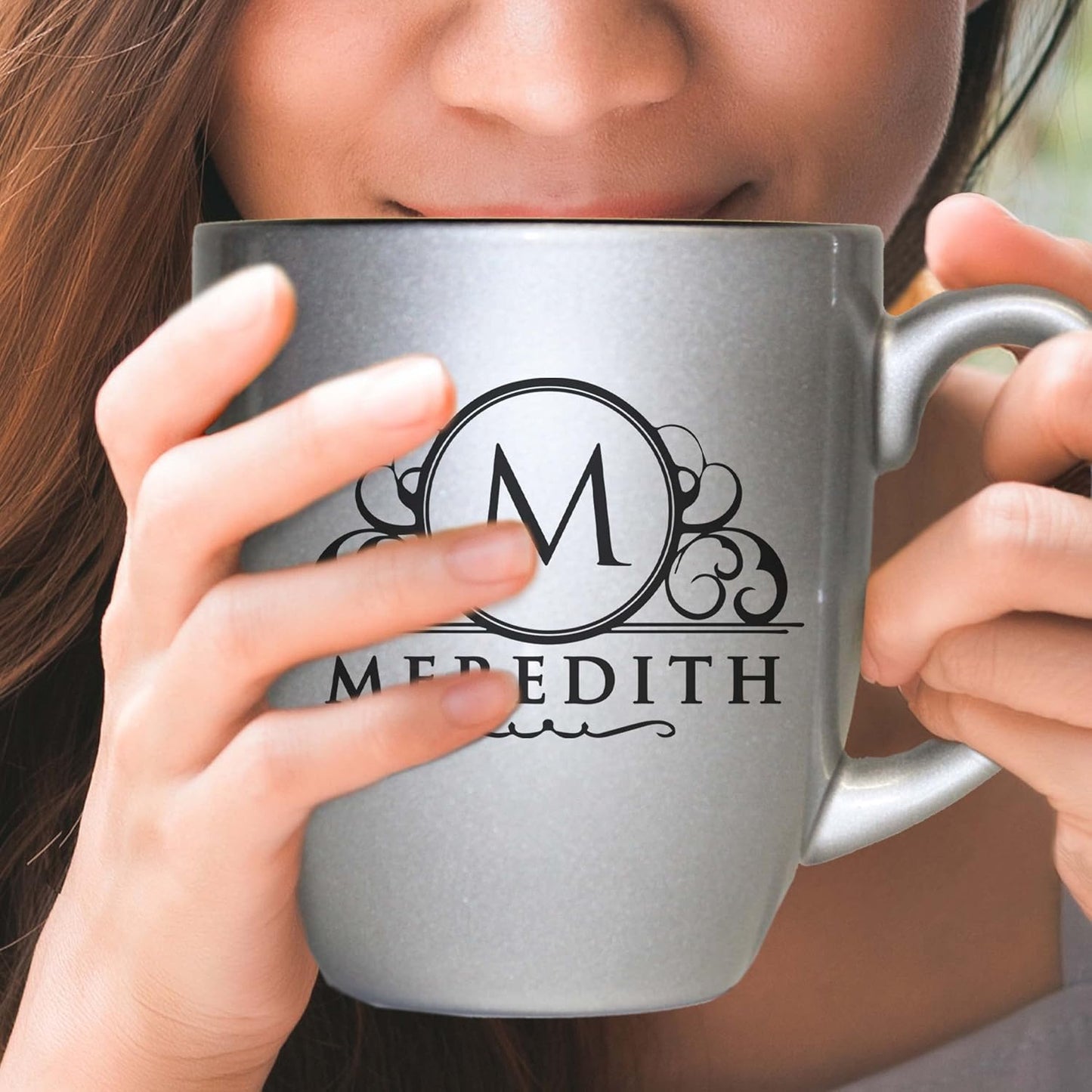 Custom Engraved Coffee Latte Mug - Personalized Coffee and Tea Cup (Silver)