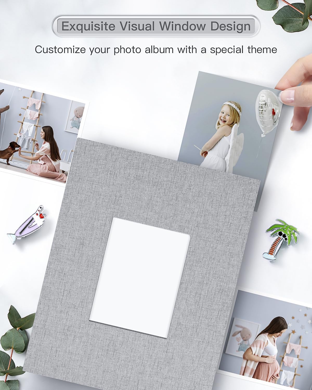 popotop Photo Album 4x6-200 Photos Photo Books with 200 Horizontal Pockets,Linen Cover Albums for Family Wedding Anniversary Baby Vacation Pictures