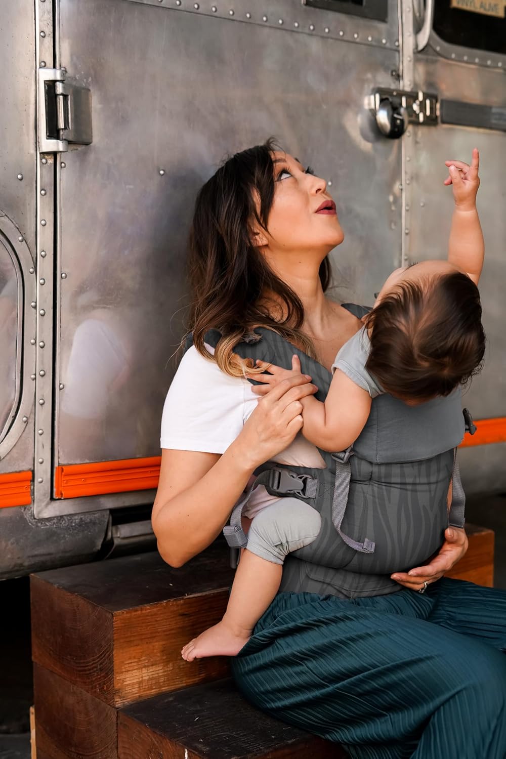 Beco Gemini Baby Carrier Newborn to Toddler - Front, Back and Hip Seat Carrier, Baby Carrier Backpack & Baby Front Carrier with Adjustable Seat, Ergonomic Baby Holder Carrier 7-35lbs (Dark Zebra)