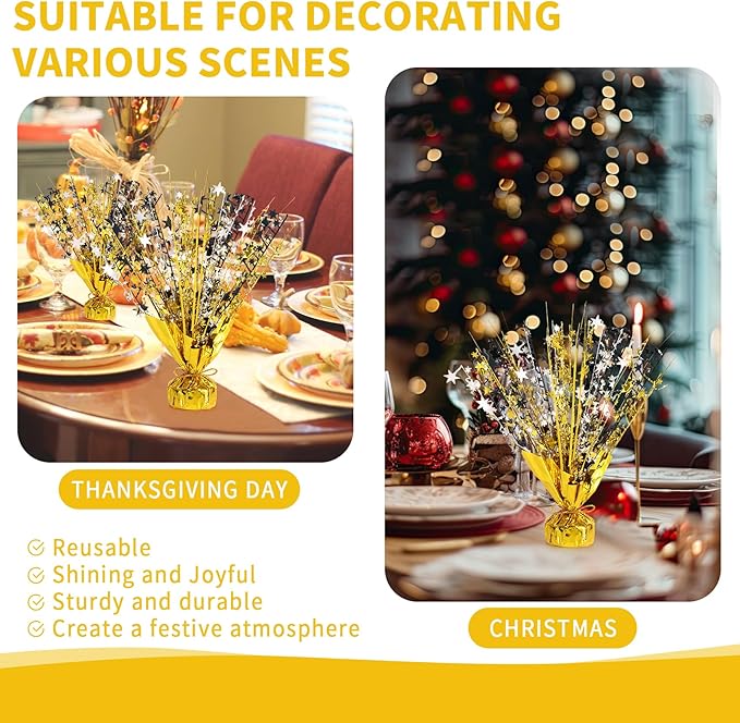6 Pack Star Table Centerpieces for Party, Birthday Table Decorations for Kids Adults, Party Centerpieces for Tables for Wedding Baby Shower Graduation Holiday Event (Gold Silver Black)