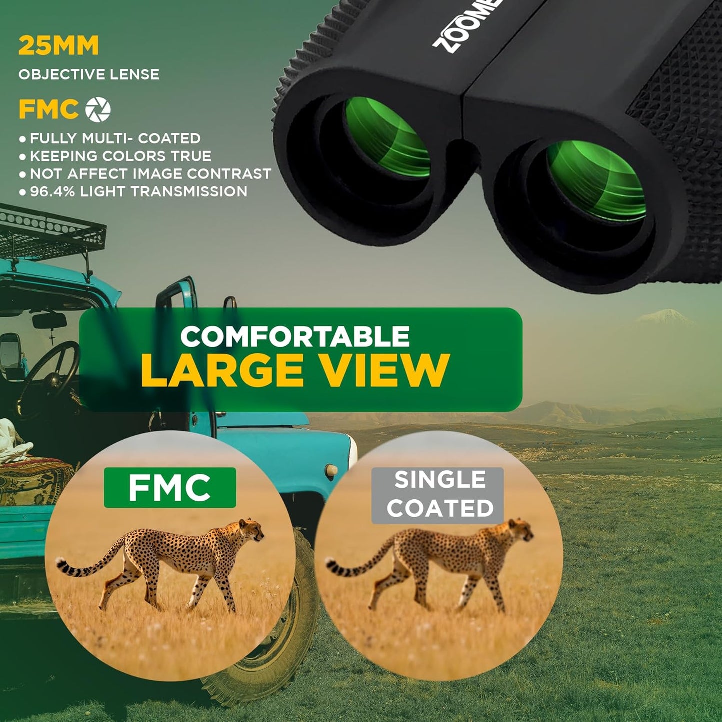 Compact Binoculars for Bird Watching 10x25, Binoculars for Kids and Adults, theather, Easy Focus, Outdoor Travel Sightseeing, Hiking, Small for Adults, Games, Sports, Travel, car Race.