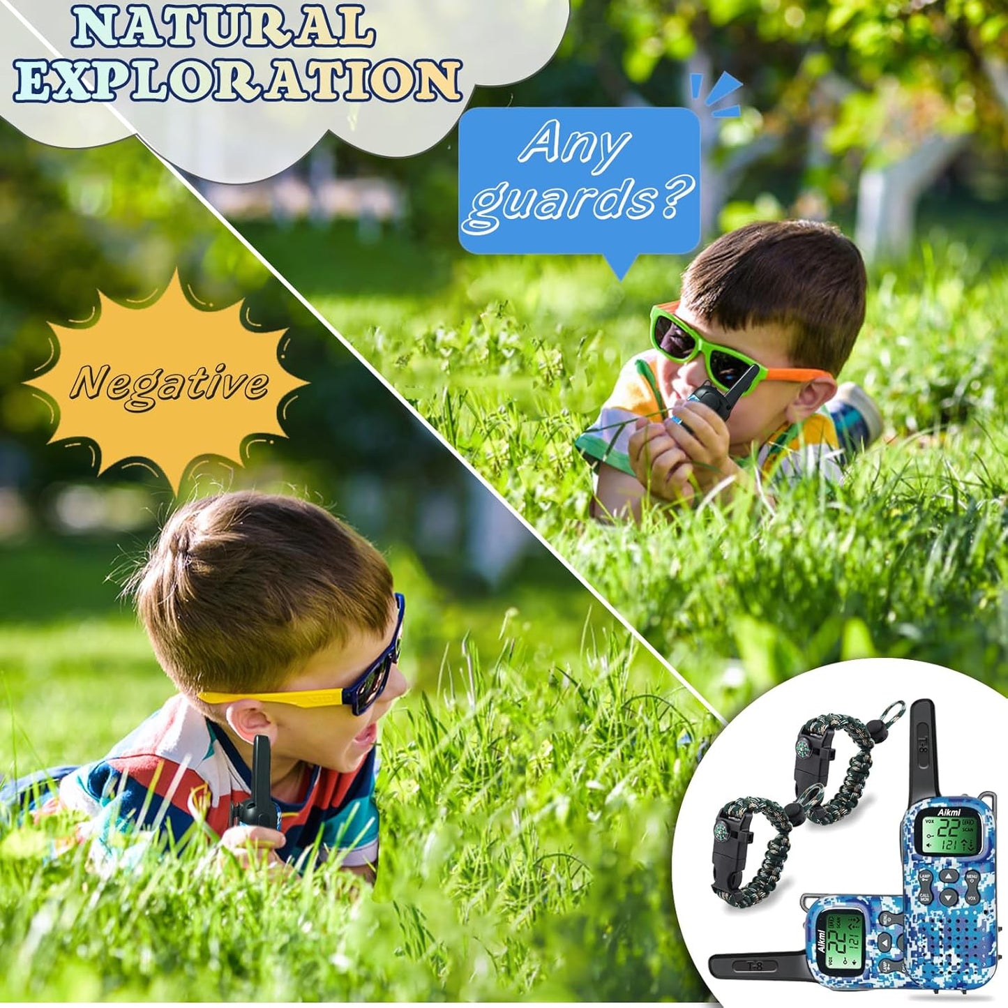 Toys for Boys Walkie Talkies for Kids 5 6 7 8 Year Old Boy Pretend Play Police Military Spy Hunt Camp Outdoor Toys for Kids Birthday Present Boys Gifts (Blue Blue)